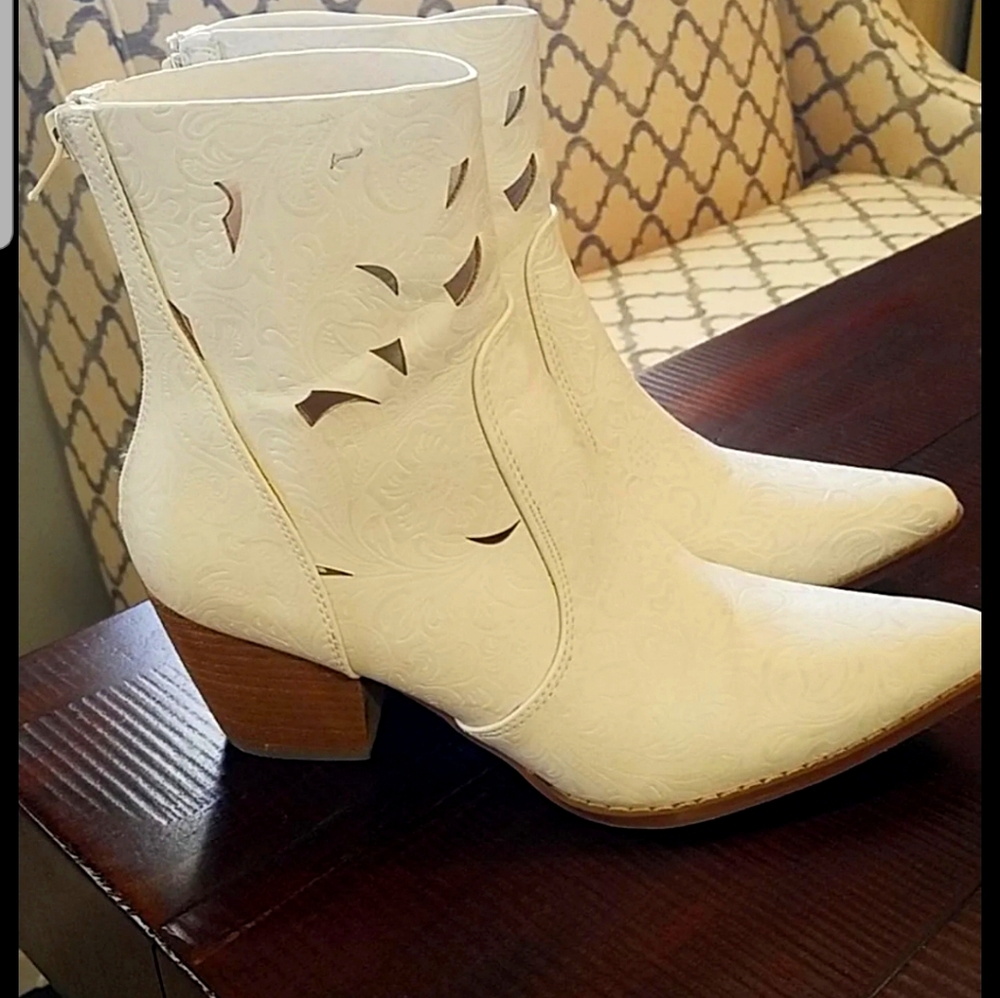 White ankle booties